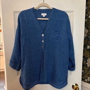 J. Jill Blue Linen Tunic